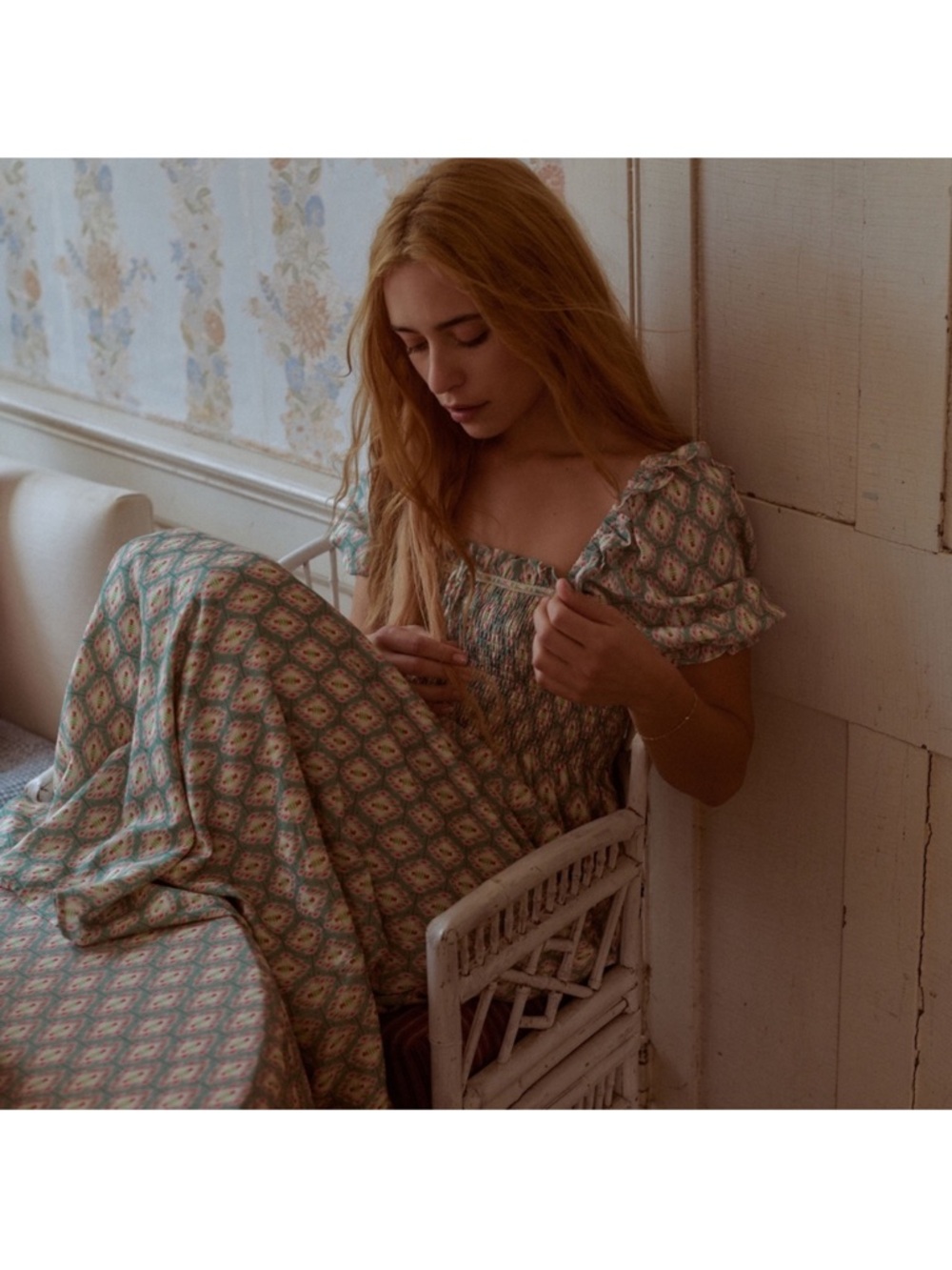 Hill House the Scarlett smocked maxi dress